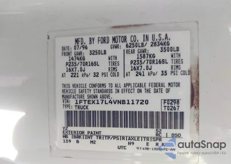 1997 Ford F-150 Lariat/Xl/Xlt from USA, damaged, VIN 1FTEX17L4VNB11720